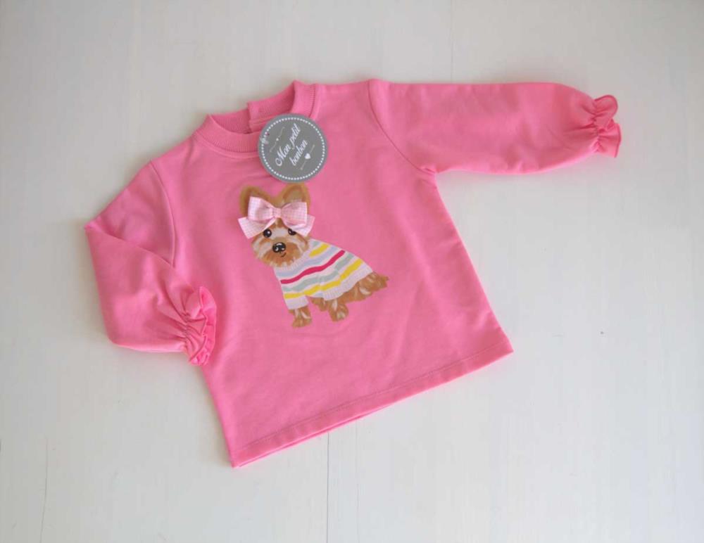 Sudadera PERRITO YORKSHIRE niña MON PETIT BONBON, verano 2025