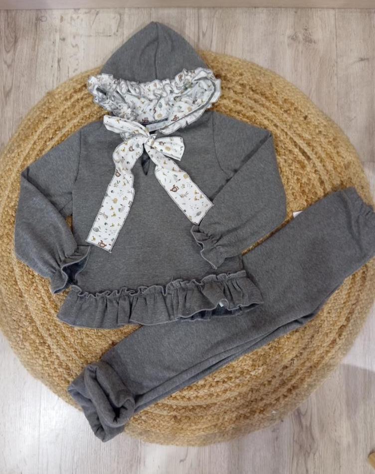 Conjunto sudadera niña gris +sudadera niña gris dulce tiovivo otoño invierno 24